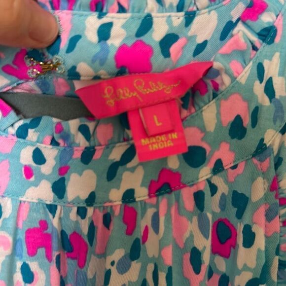 Lilly Pulitzer Jerrica Halter Swing Dress, Aqua with Multi-Colored Design, Size - Picture 6 of 10